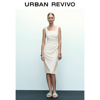 URBAN REVIVO 女士时尚简约褶皱开衩无袖连衣裙 UWG740077