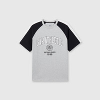 Gap 盖璞 男女款纯棉logo撞色插肩短袖T恤 465581 灰色 M