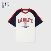 Gap 盖璞 男女款纯棉logo撞色插肩短袖T恤 465581 白色 L