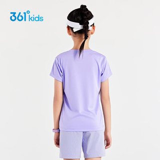 361°儿童节童装女童短袖针织衫2024年夏季T恤中大童儿童上衣 浅兰紫 150cm