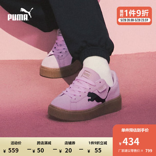 PUMA 彪马 女子复古休闲鞋 SUEDE PLATFORM 397233 浅粉色-黑色-金色-05 39