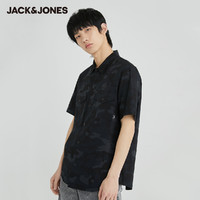 杰克琼斯 JackJones 杰克琼斯 夏男个性刺绣工装潮纯棉休闲短袖衬衫