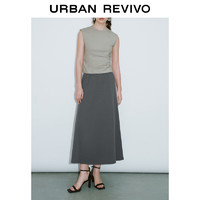 URBAN REVIVO 女士长款纯色超宽松垂感显瘦A字半裙 UWG540044