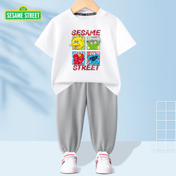 SESAME STREET 芝麻街 儿童运动裤+纯棉短袖套装