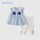 JELLYBABY 杰里贝比 宝宝夏装儿童夏季衣服洋气两件套女童夏款套装 蓝色 110cm