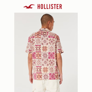 HOLLISTER 24春夏美式休闲百搭图案短袖衬衫 男 KI325-4032 奶油色图案 XS (170/84A)