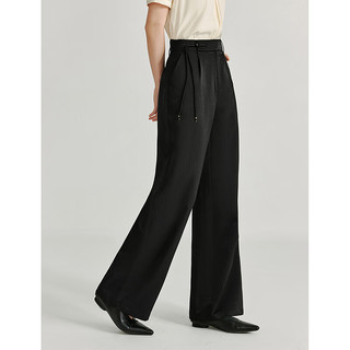 茵曼（INMAN）新中式盘扣直筒裤2024夏季女装新款珠光皱感肌理宽松显瘦长裤