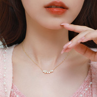 周大生 爱心珍珠项链女轻奢小众高级设计感法式爱心锁骨链520礼物