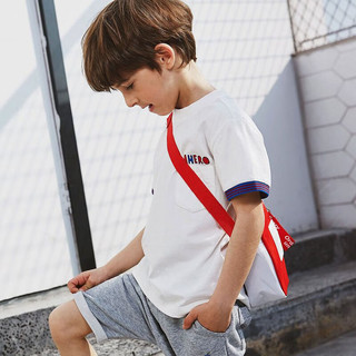 MQD童装男女童短袖T恤纯棉上衣夏装洋气儿童白色短袖T恤韩版 本白 170cm