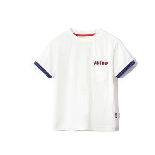 MQD童装男女童短袖T恤纯棉上衣夏装洋气儿童白色短袖T恤韩版 本白 170cm