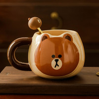 布朗熊造型早餐杯+勺500ML