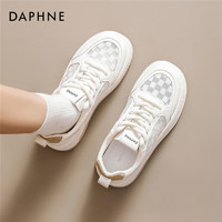 DAPHNE 达芙妮 厚底小白鞋女2024新款夏季薄款透气网面女鞋增高运动板鞋子