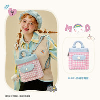 vanwalk心情系列 原创自制甜美少女双肩斜挎包休闲逛街手提小背包 奶油草莓蓝