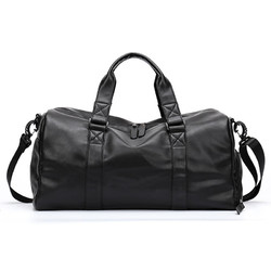 哈曼妲 旅行包男士手提包大容量旅游行李包短途商务出差单肩斜挎皮健身包 HMD5250黑色