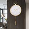 Hense 汉时 创意轻奢黄铜挂钟客厅摆钟挂表餐厅石英钟HP2086B款中号67cm