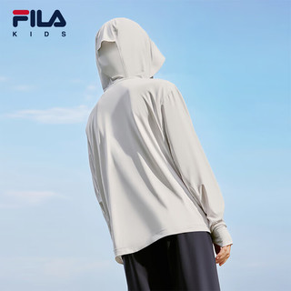 FILA【抗紫外线UPF50+】斐乐童装2024夏小童连帽外套男女童防晒服 冷石白-WT 120