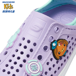 Skechers斯凯奇童鞋夏季女童疏水沙滩鞋透气洞洞鞋319510L 粉红色/紫色/PKPR 33.5码