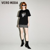 VERO MODA T恤2024春夏新款纯棉亮片短袖上衣女甜辣上衣