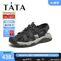 他她（TATA）2024夏时尚百搭厚底凉鞋男QEJ01BL4 黑色 37