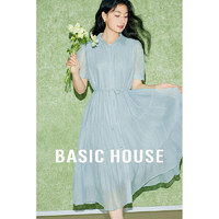 Basic House/百家好百搭时尚气质显瘦女装连衣裙长裙B0624B5L352 蓝色 L125-140斤