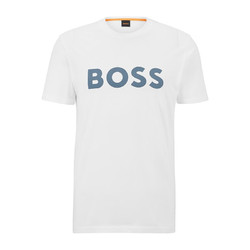 HUGO BOSS 雨果博斯 23春夏新款男士圆领印花logo短袖男装上衣休闲半袖t恤衫 50481923 103 L