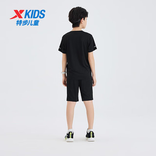 特步（XTEP）儿童童装夏季套装男女童通码透气舒适两件套 正黑色 150cm