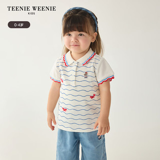 Teenie Weenie Kids小熊童装24夏季女宝宝航海风可爱POLO衫 白色 80cm