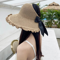 波浪边空顶帽夏季户外防晒遮阳帽出游沙滩太阳卷卷大沿帽