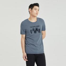 lilanz利郎官方简约t恤衫植绒刺绣提花针织休闲圆领短袖t恤