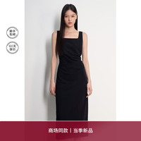 欧时力 四面弹小黑裙24新夏收腰气质显瘦吊带连衣裙 黑色 XS