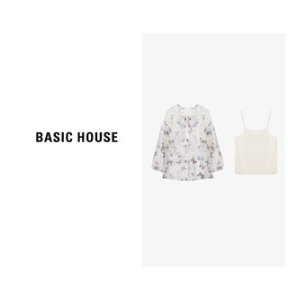 Basic House/X百家好新中式紫色仙气提花高端禅意衬衫B0624H5W162 米色 M85-120斤