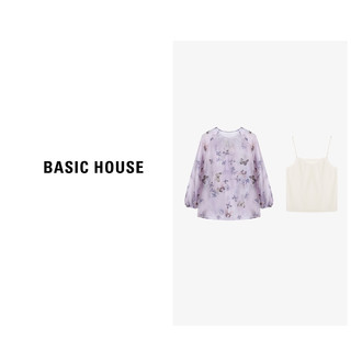 Basic House/X百家好新中式紫色仙气提花高端禅意衬衫B0624H5W162 米色 M85-120斤