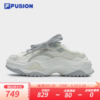 FILA FUSION斐乐潮牌BIANCO II MULE厚底潮鞋女2024夏休闲鞋 雪白/雾霾绿-SA 38