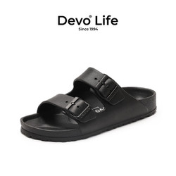 Devo 的沃 Life的沃男女同款凉拖EVA一字拖鞋外穿夏季防水海边沙滩鞋1618 黑色EVA 43