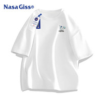 NASA GISS 官方潮牌t恤男重磅美式纯棉套头衫学生情侣款宽松短袖 白色 XL
