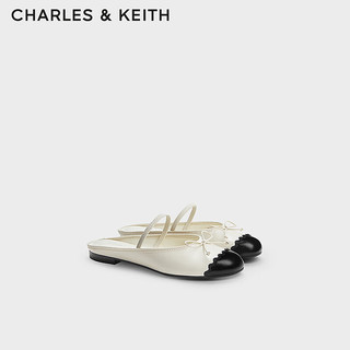 CHARLES&KEITH24夏新品平底蝴蝶结拼色包头半拖鞋女CK1-71720069