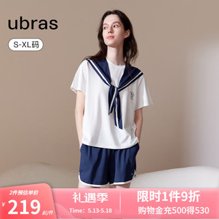 ubras迪士尼联名-唐老鸭落肩短袖睡衣女套头家居服 【女款】纯白色 L