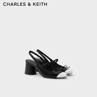 CHARLES&KEITH24夏拼色包头凉鞋蝴蝶结玛丽珍鞋CK1-61720191 Black黑色 39