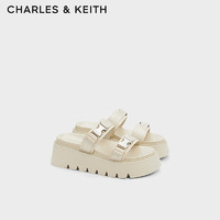 CHARLES&KEITH24夏休闲扣饰外穿勃肯厚底拖鞋女CK1-70381040 Beige米色 41