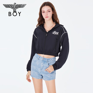 BOY LONDON24春夏女外套logo印花百搭显瘦黑色连帽外套W23001 黑色 L