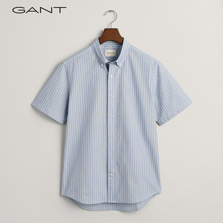 GANT甘特2024春季男装简约纯色短袖衬衫|843000002 345-乳白抹茶色 XXL