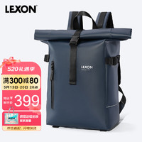 乐上（LEXON）双肩背包男时尚可扩容电脑书包休闲通勤旅行防泼水旅行背包 蓝色