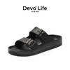Devo 的沃 Life的沃男女同款凉拖EVA一字拖鞋外穿夏季防水海边沙滩鞋1618 黑色EVA 38