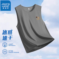 真维斯冰丝背心男夏季运动速干冰感凉爽青少年跑步篮球无袖坎肩体恤潮GW 灰#ZS棕星球X L