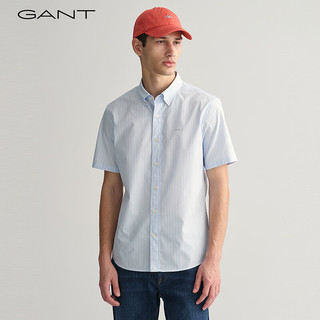 GANT甘特2024春季男装简约纯色短袖衬衫843000002 436-蓝色 S