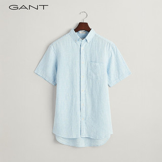 GANT甘特2024春季男装简约纯色短袖衬衫3240068 407-浓蓝色 M