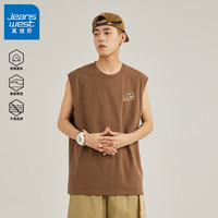 真维斯字母印花纯棉背心男夏季薄款潮流运动无袖坎肩篮球透气汗衫GW 咖#好心情橘X 4XL