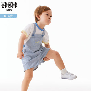 Teenie Weenie Kids小熊童装男宝宝24年夏可爱休闲条纹背带裤 蓝色 80cm