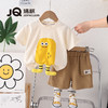 婧麒（JOYNCLEON）男童短袖套装夏季婴儿衣服宝宝卡通夏装两件套帅气潮 黄色 120cm