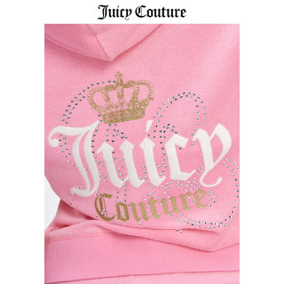 JUICY COUTURE【元气显白】橘滋外套女24夏季美式休闲皇冠烫钻短袖运动上衣 西柚 L